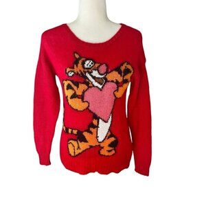 Women's Intarsia Knit Tigger Winnie The Pooh Sweater Size 4 Red